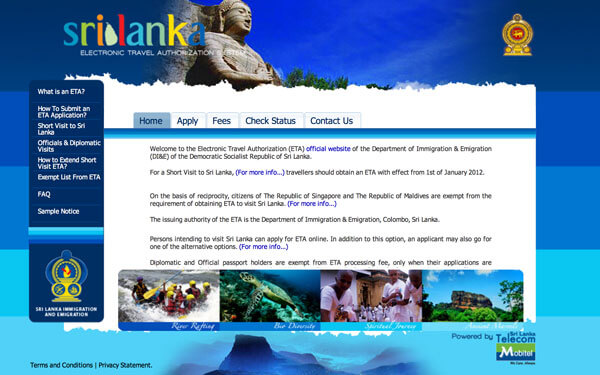 Sri Lanka Visum Online ETA