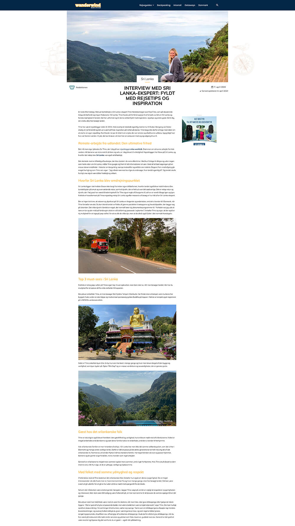 Wanderwind Trine Handskemager interview om Sri Lanka