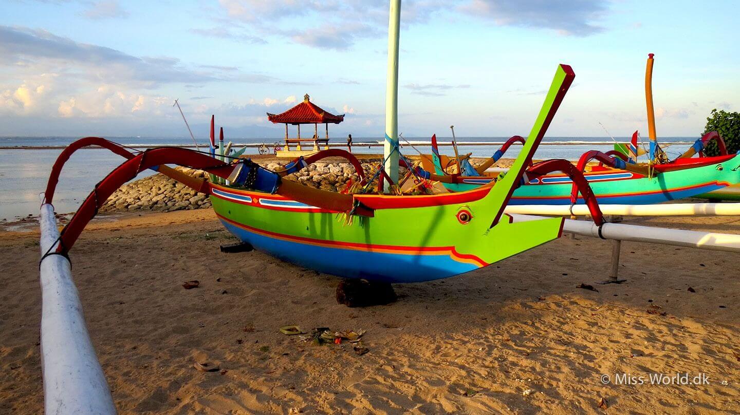 Colorful fisher boat at the beach in Sanur Beach Bali