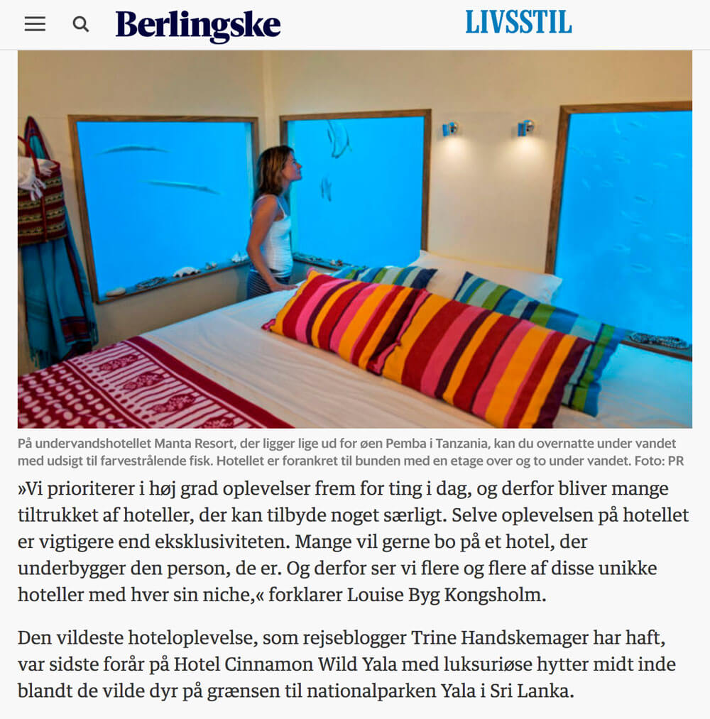 Interview om unikke hoteloplevelser - Berlingske Rejseliv