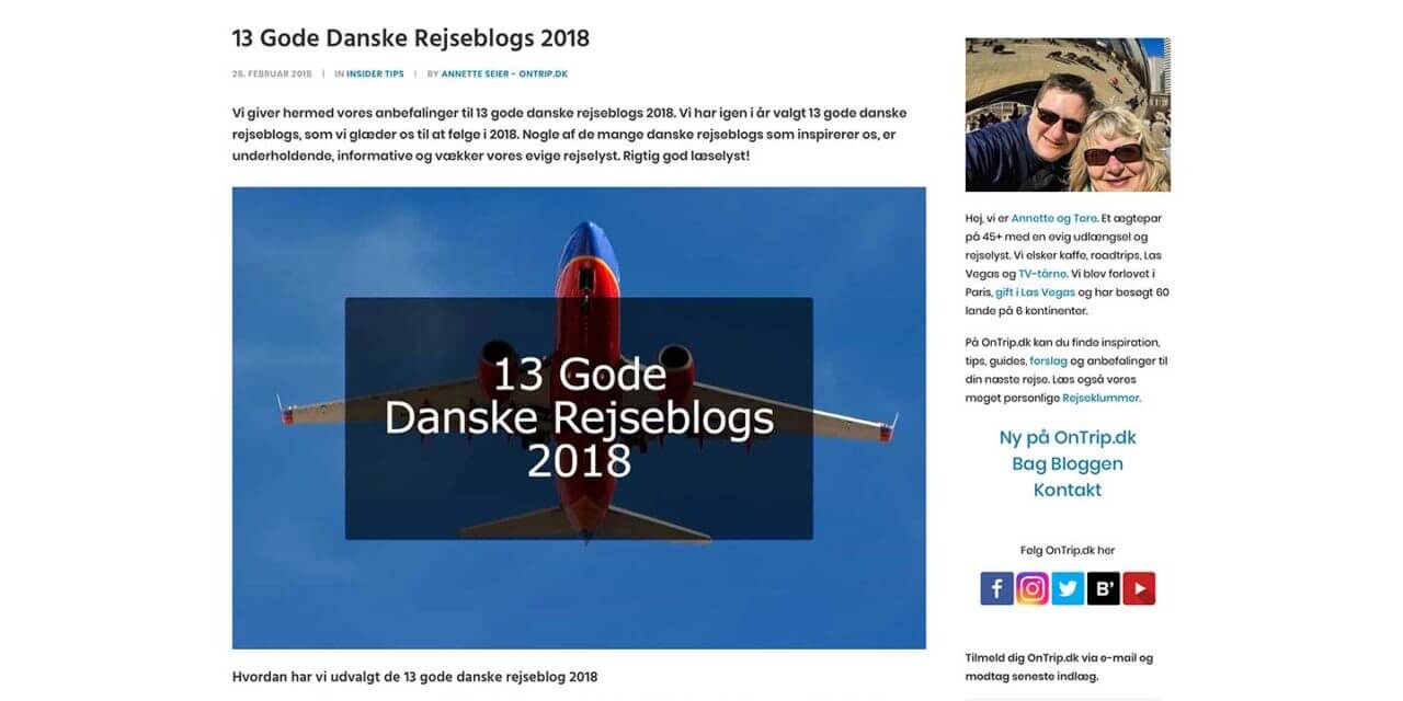 Anbefalet blandt 13 Gode Danske Rejseblogs 2018