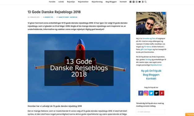 Anbefalet blandt 13 Gode Danske Rejseblogs 2018